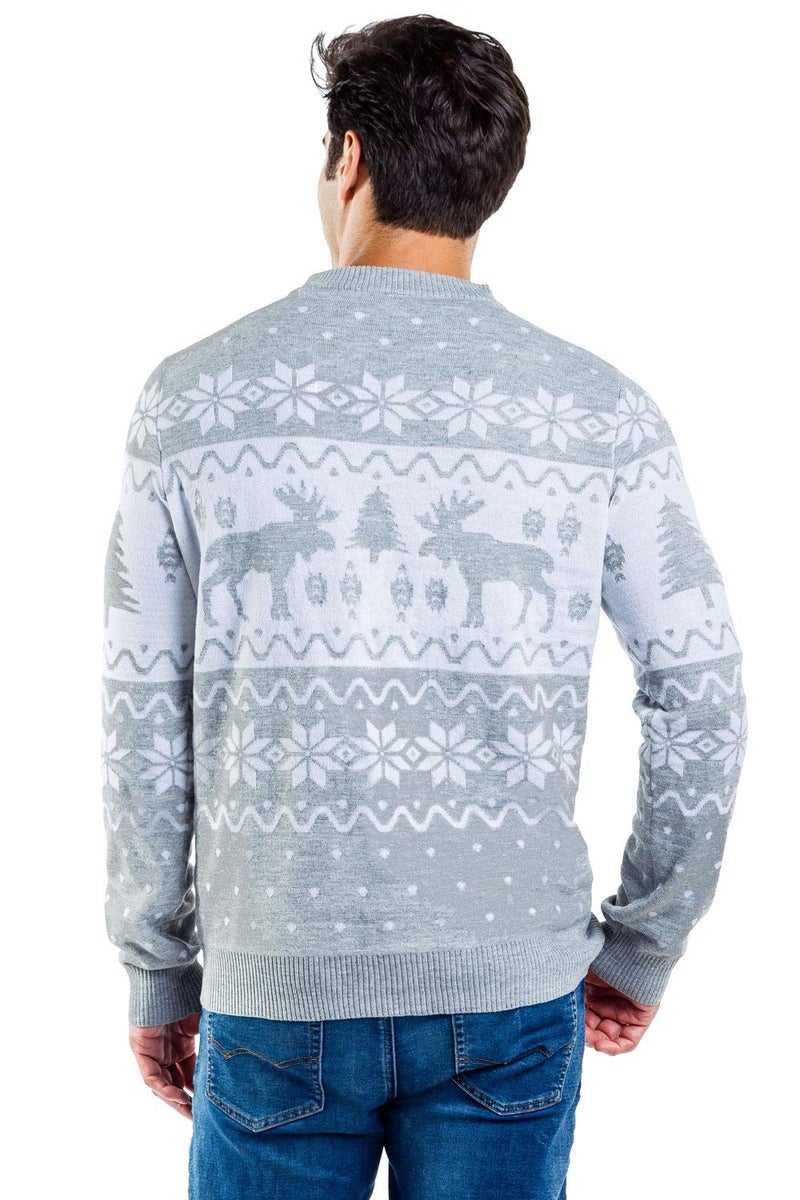 Tipsy Elves Men's Ugly Christmas Sweaters - Funny Christmas Sweaters for Men - Fun Holiday Pullovers - Men's Hilarious Merry Moose Fair Isle Ugly Christmas Sweater Size Medium - Image 2